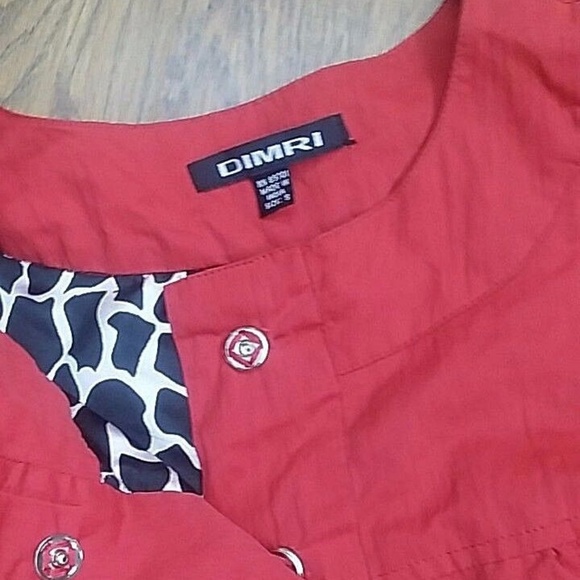 DIMRI Jacket Cropped Solid Red Animal Print Lining - Picture 3 of 8